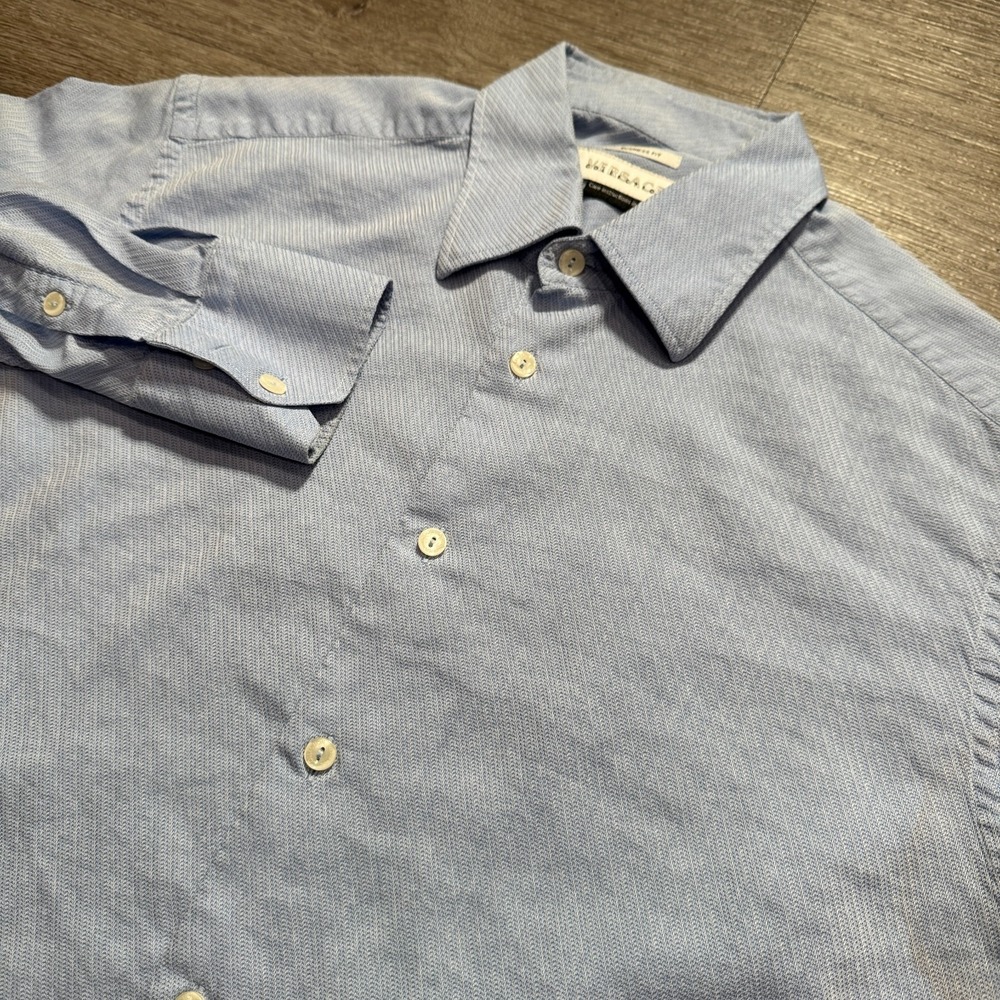 Versace Collection Shirt Men 15.5 39 Blue Viscose Cotton Business Fit Y2K Luxury